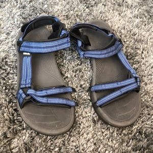 Blue teva strap sandals